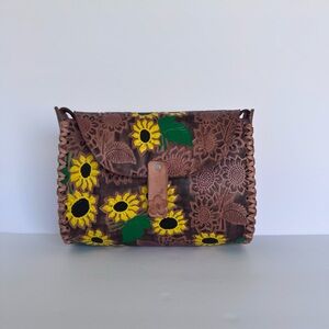 Hand Tooled  Leather Floral Shoulder Bag